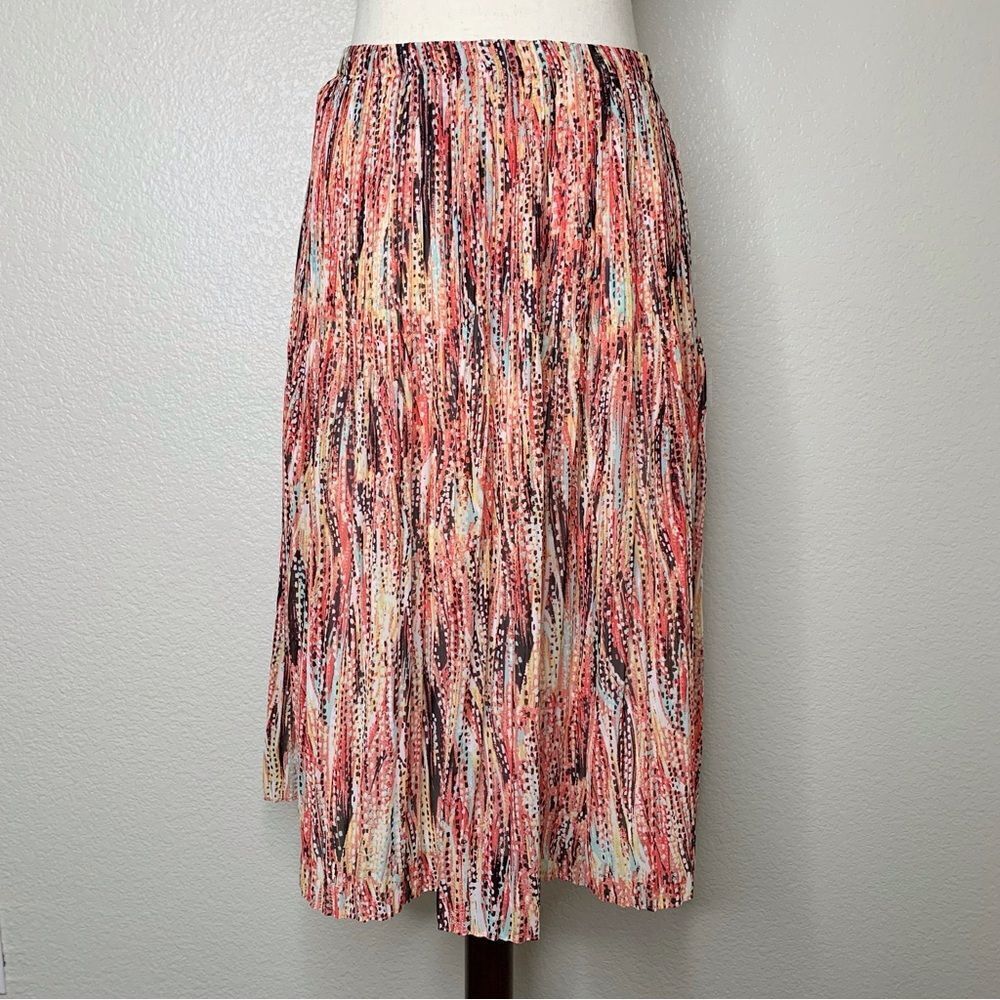 Sunny Leigh Boho Colorful Pleated Midi Skirt, Sz Small